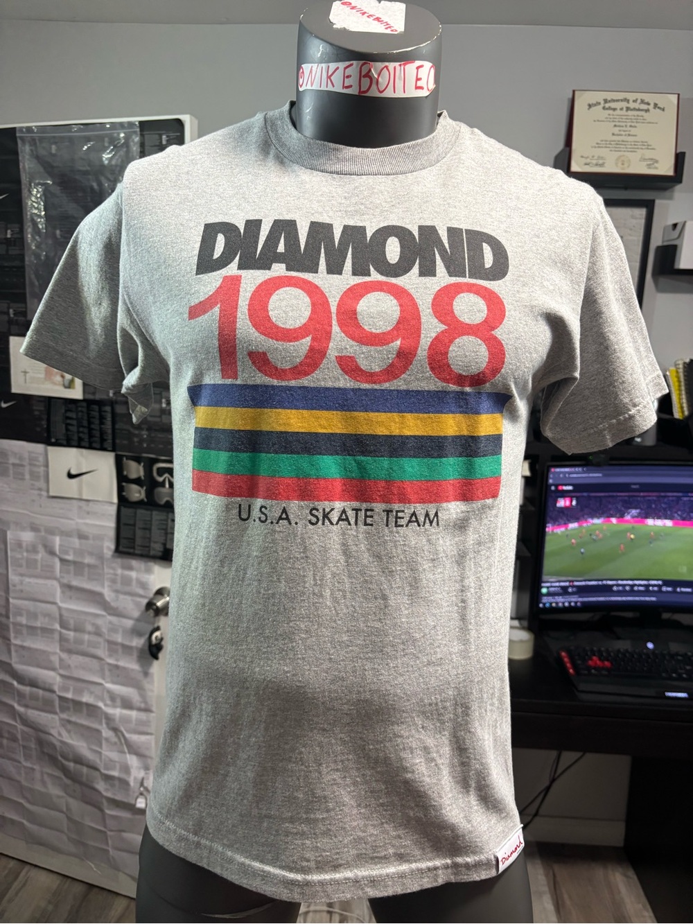 Diamond Supply Co. 1998 USA Skateboarding Team Gray T-shirt Mens Medium Vintage
